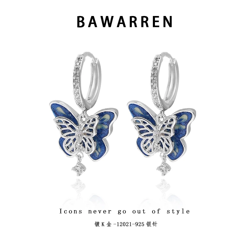 Bawarren 美❤ 12021-蝴蝶精致耳环百搭