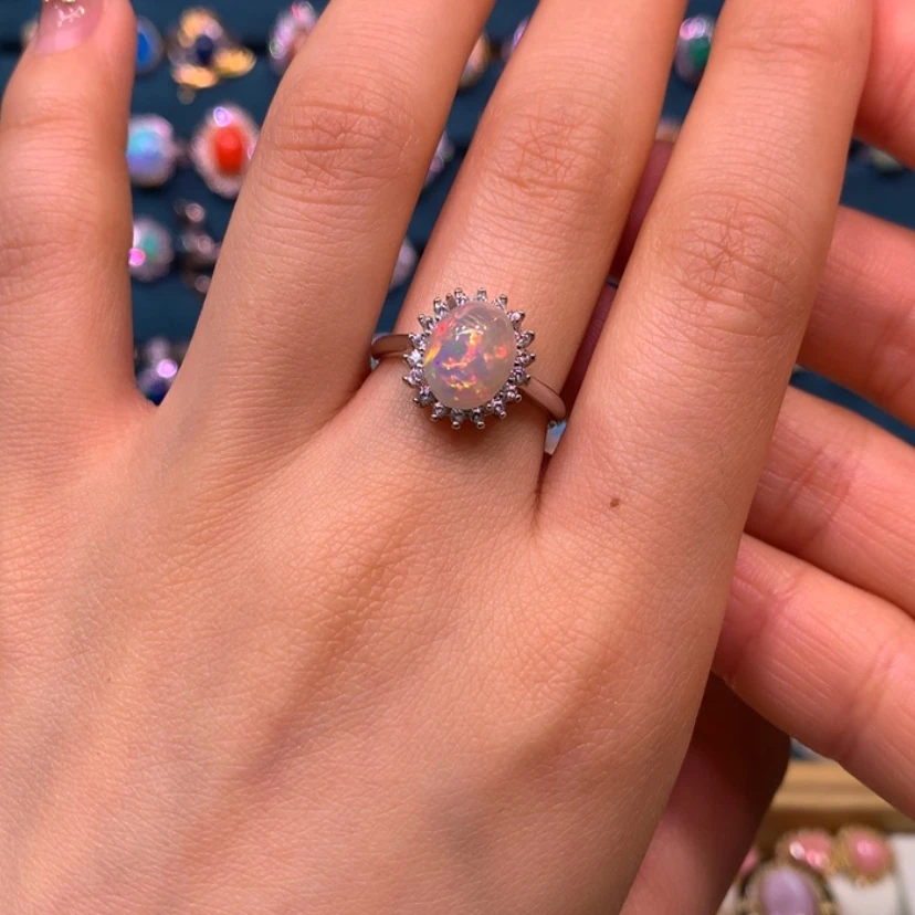 【闪购商品】欧泊戒指裸石定制不退不换银S925镶嵌