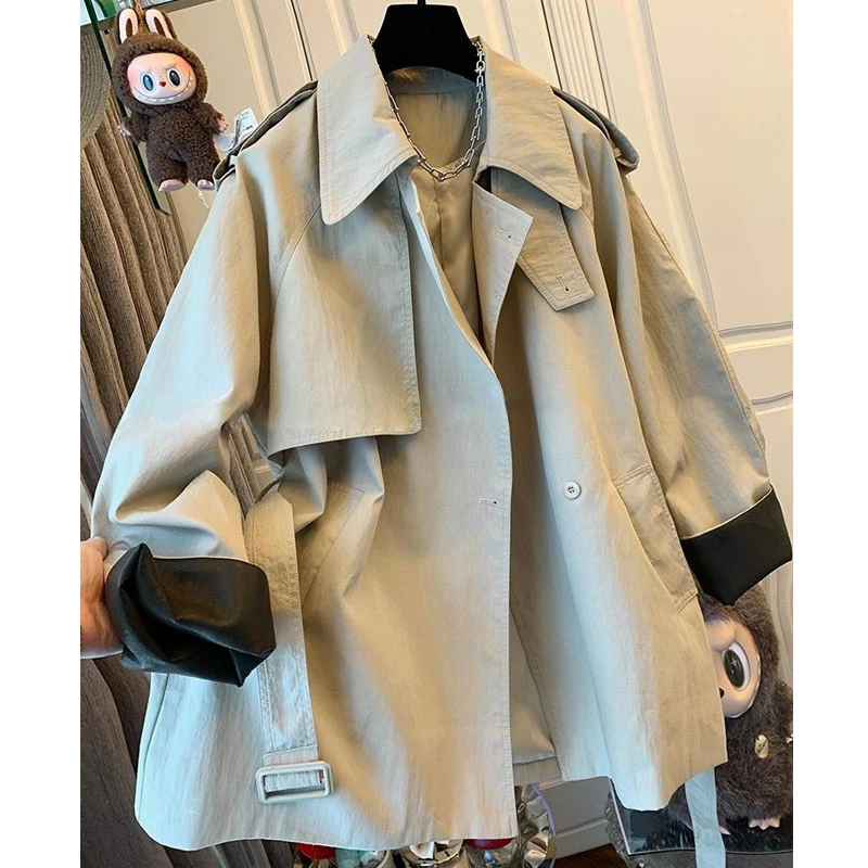 高级感法式气质大翻领风衣外套宽松中长款上衣女装2025秋季新款