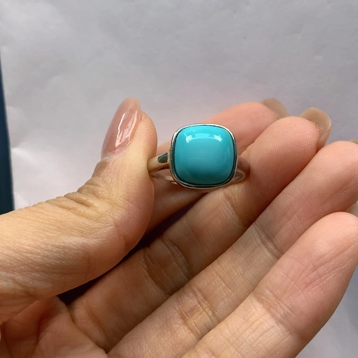 银S925镶嵌绿松石戒指