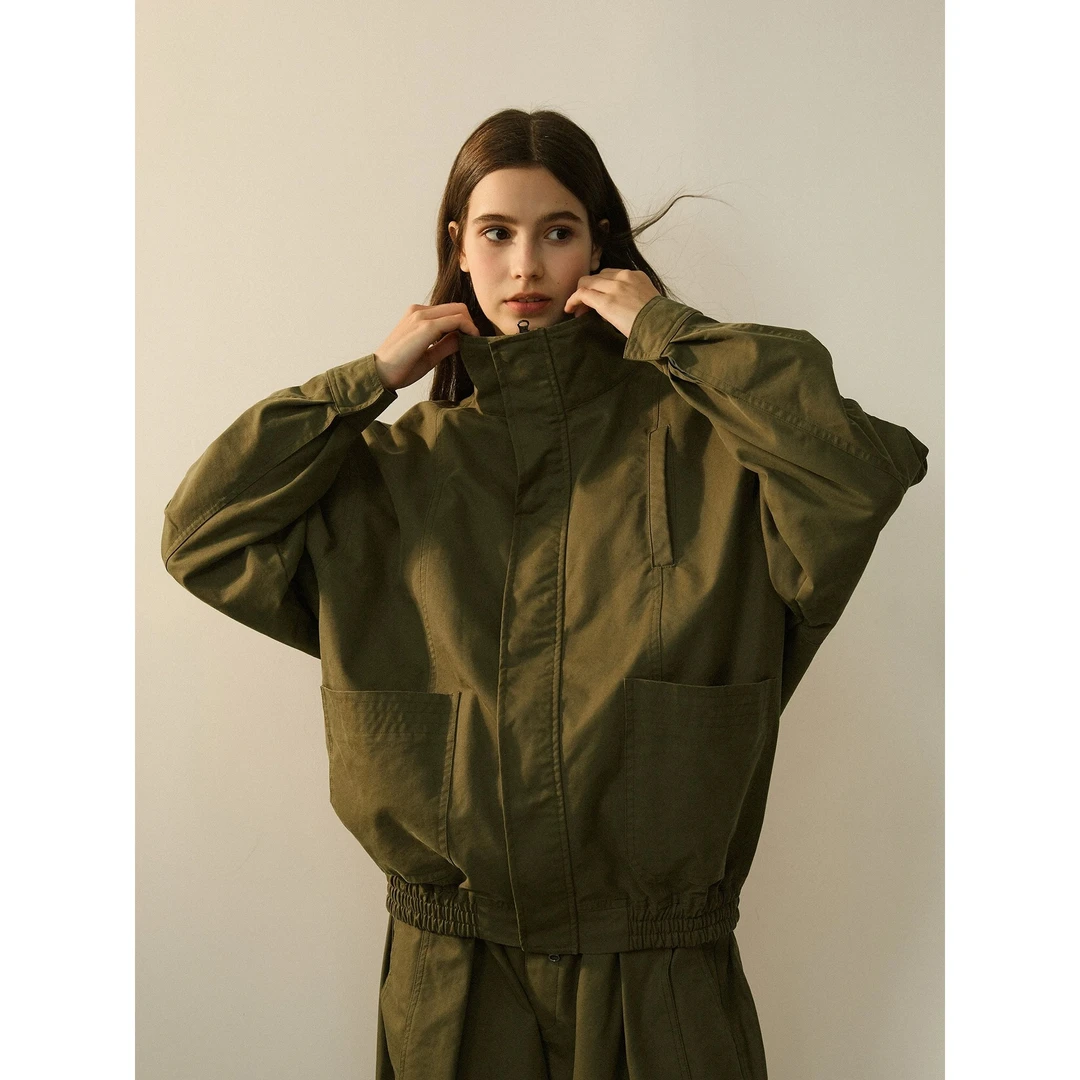 LR MADE 24AW 复古酵洗 立翻领 挺阔棉感廓形拉链四合扣外套夹克