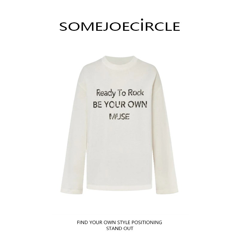 SOMEJOECIRCLE【绵羊毛×山羊绒】25年新品印花长袖针织衫Z1037