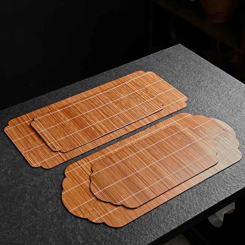 天然双面茶席手工竹编茶席复古大漆隔热防水干泡茶席茶壶垫席桌旗