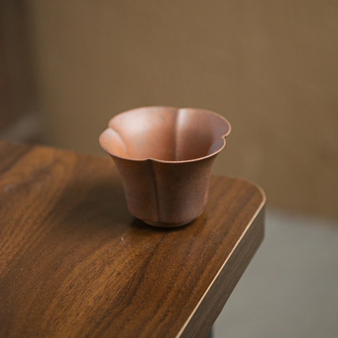 【拿放斋】老岩泥四瓣花杯.3724.中式复古泡茶品茗杯主人杯茶杯