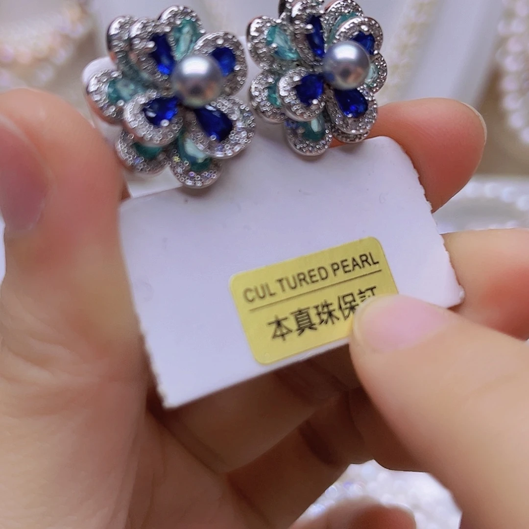银S925镶嵌淡水珍珠吊坠或者耳钉