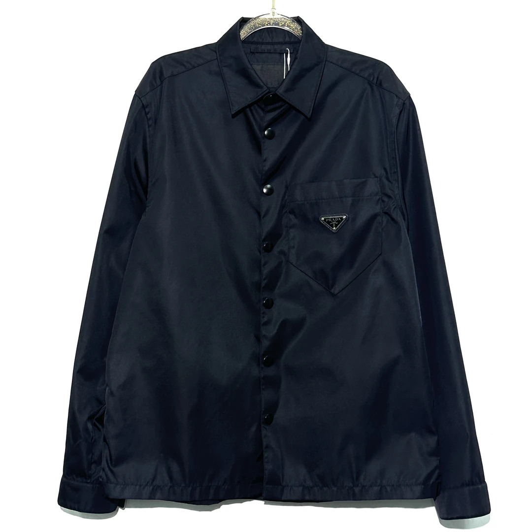 未使用 Prada/普拉达 XS码 三角钢标黑色外套 W299