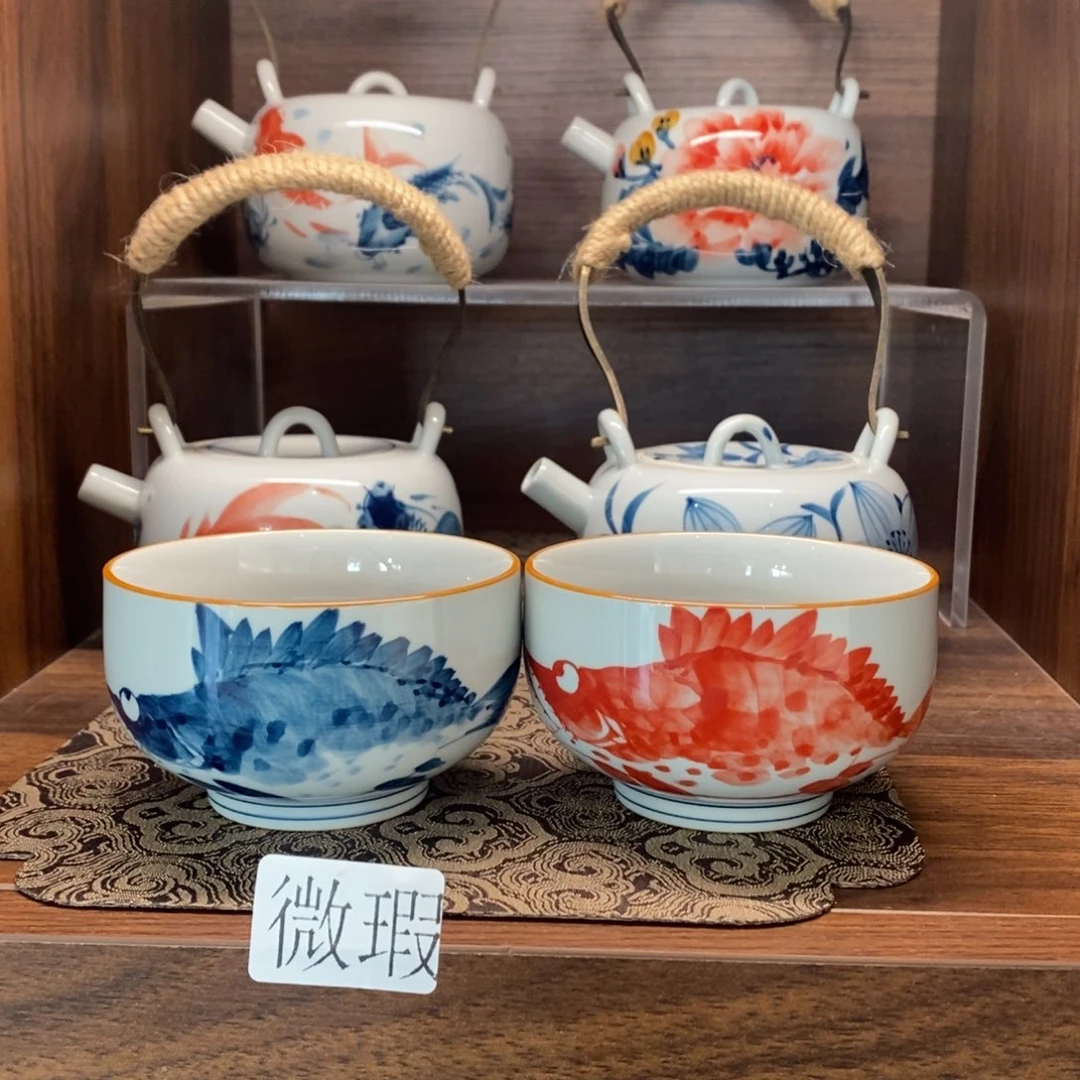 釉下彩老陶泥手工绘制