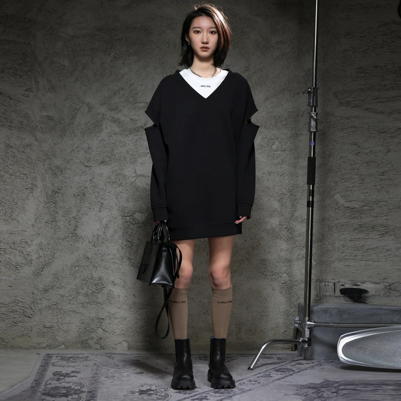 MILIXU设计师款真两件显瘦高级连衣裙