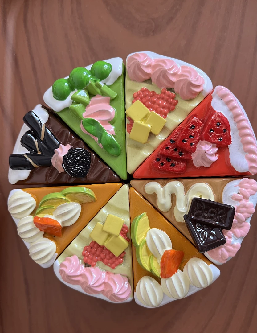 多巴胺款仿真甜点切片蛋糕树脂磁性食谱冰箱贴