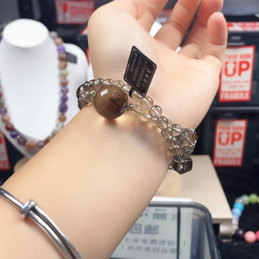 烟晶手链银S925镶嵌