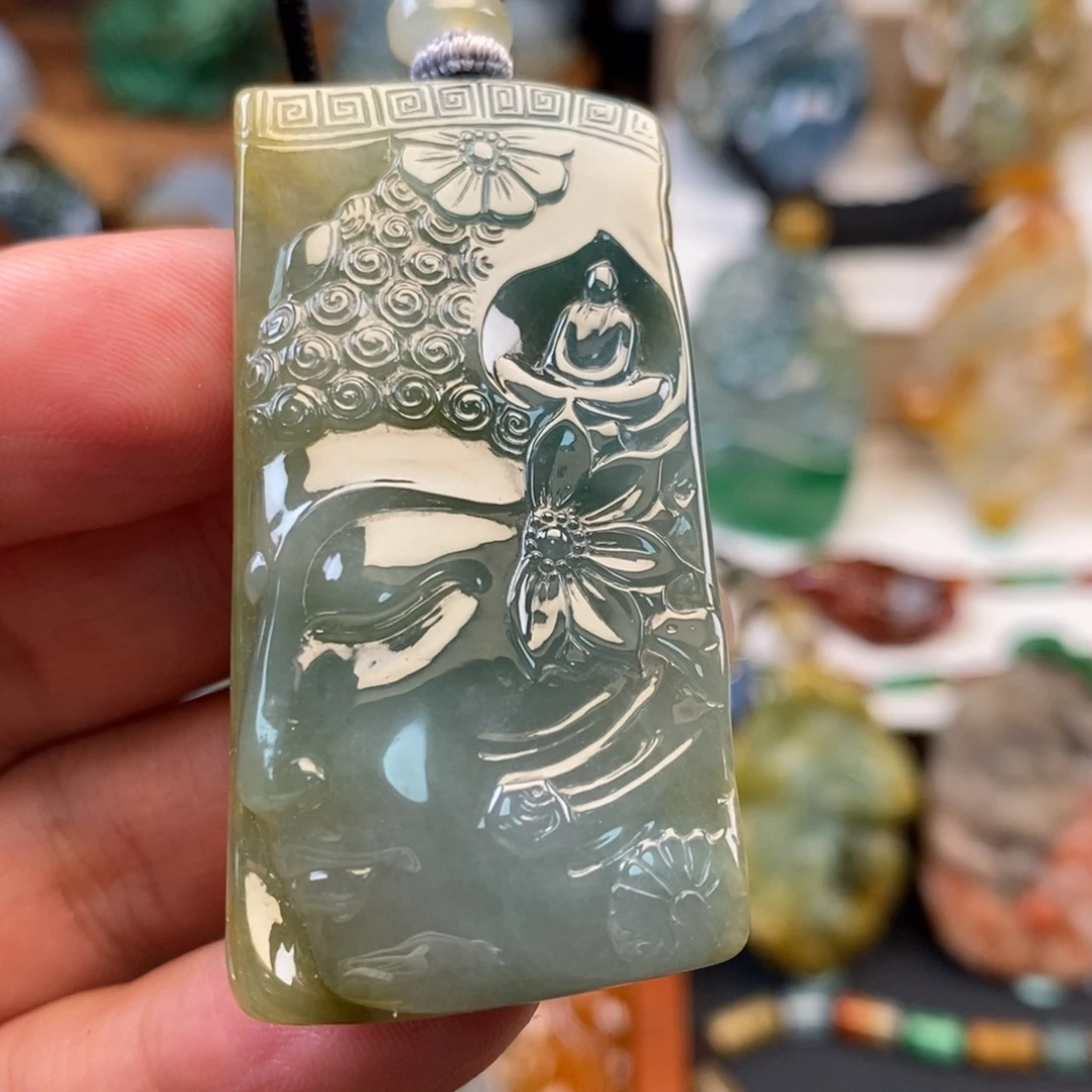 翡翠未镶嵌颈饰花开见佛