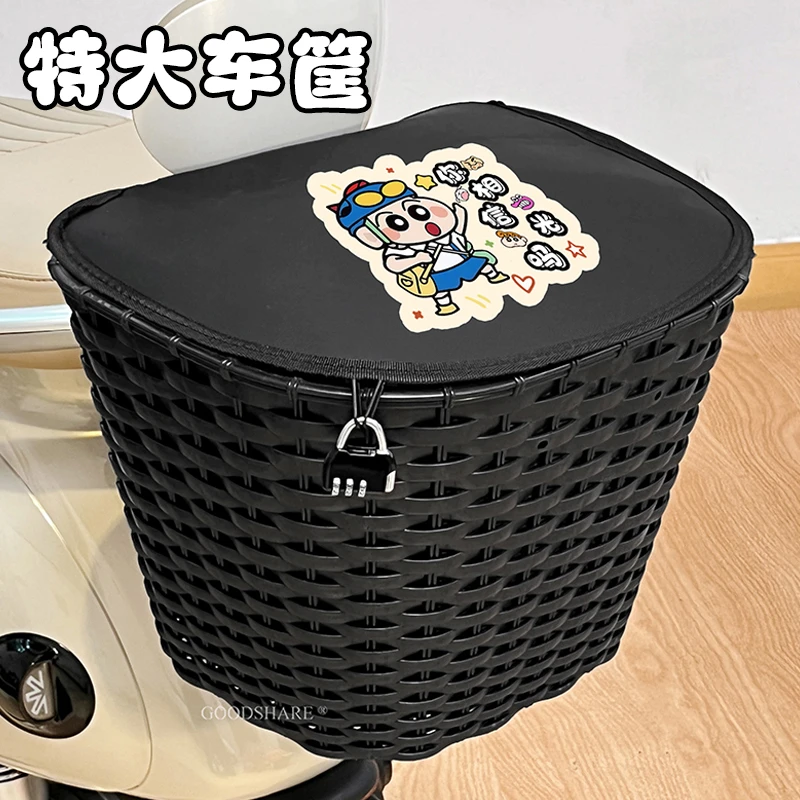 电动车后置车筐可爱卡通蜡笔小新摩托电瓶车后尾特大储物收纳挂篮