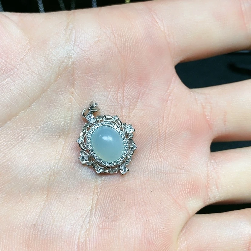 【闪购商品】蛇纹石玉颈饰银S925镶嵌