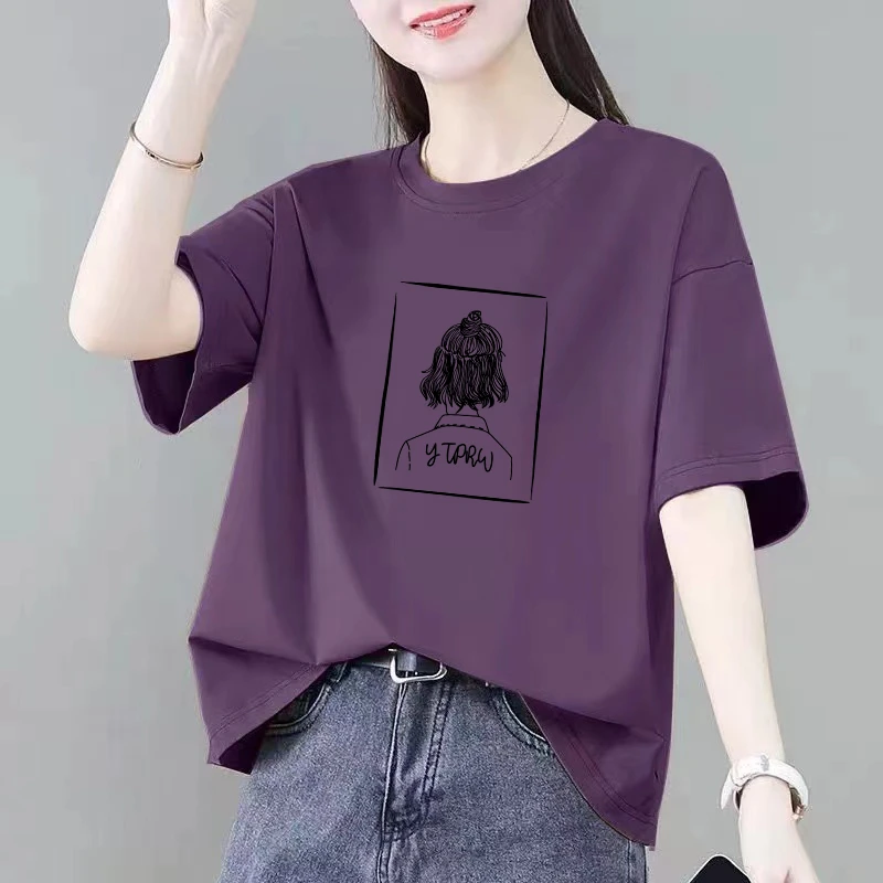 大码女装夏季新款胖妹妹宽松显瘦遮肉休闲百搭短袖圆领纯棉T恤ins