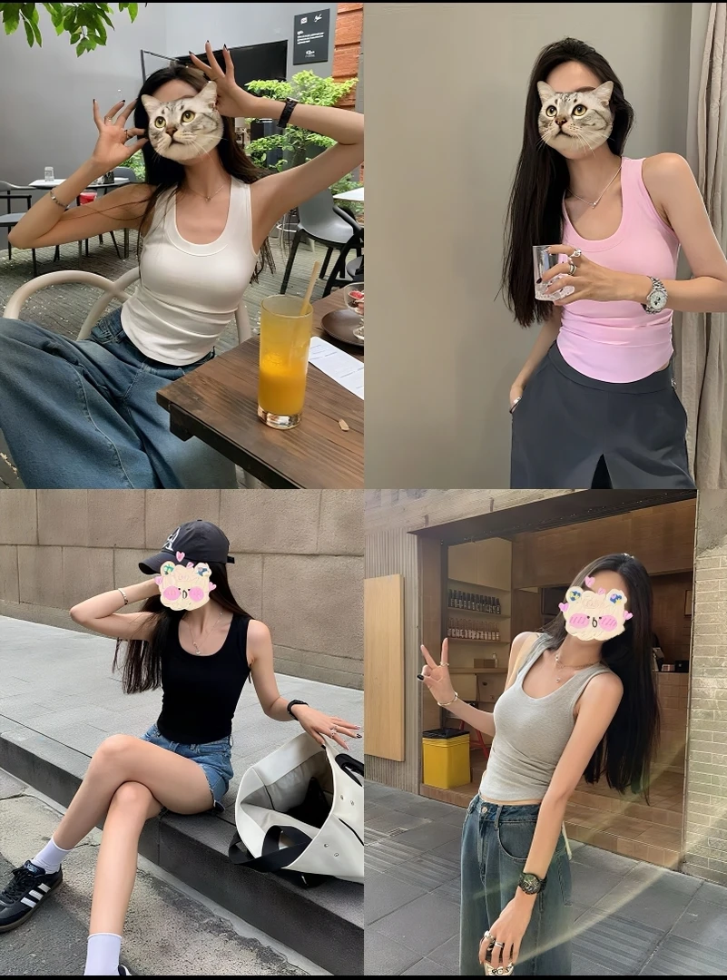 2025新款INS风辣妹纯欲风可外穿纯色背心打底修身款休闲松弛感516