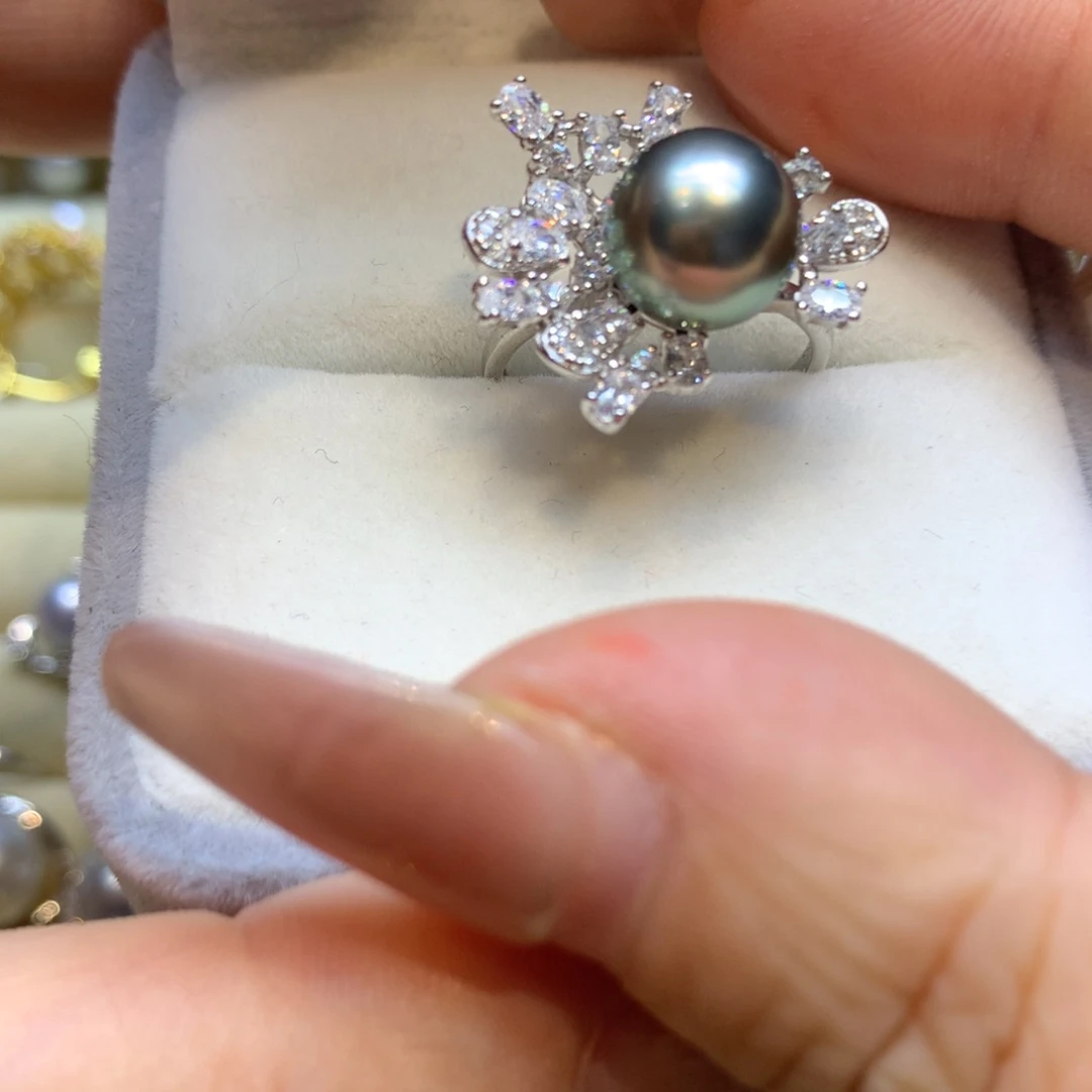 银S925镶嵌戒指海水珍珠