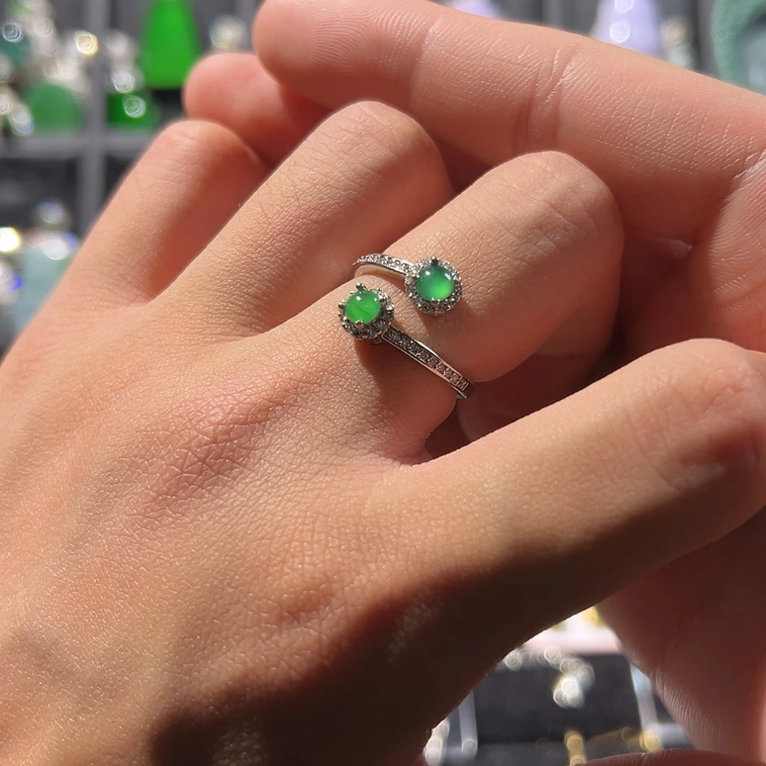 翡翠银S925镶嵌戒指