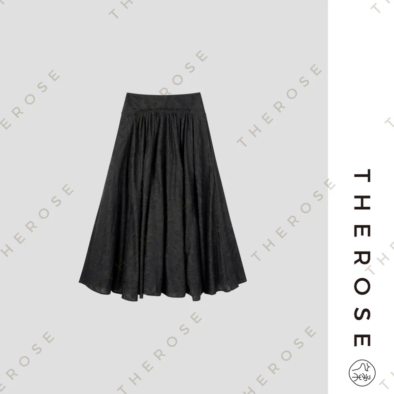 之柔【杏花微雨】时尚优雅重工精致浮雕提花半身裙休闲高腰A字裙女