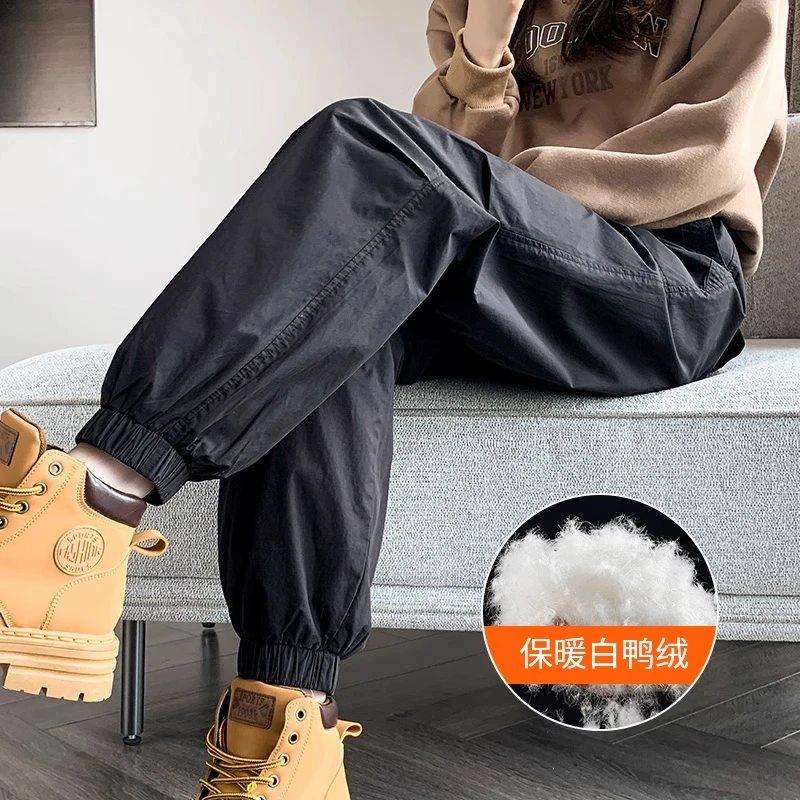 羽绒裤女2025新款冬季外穿零下40度白鸭绒保暖棉裤加绒加厚工装裤