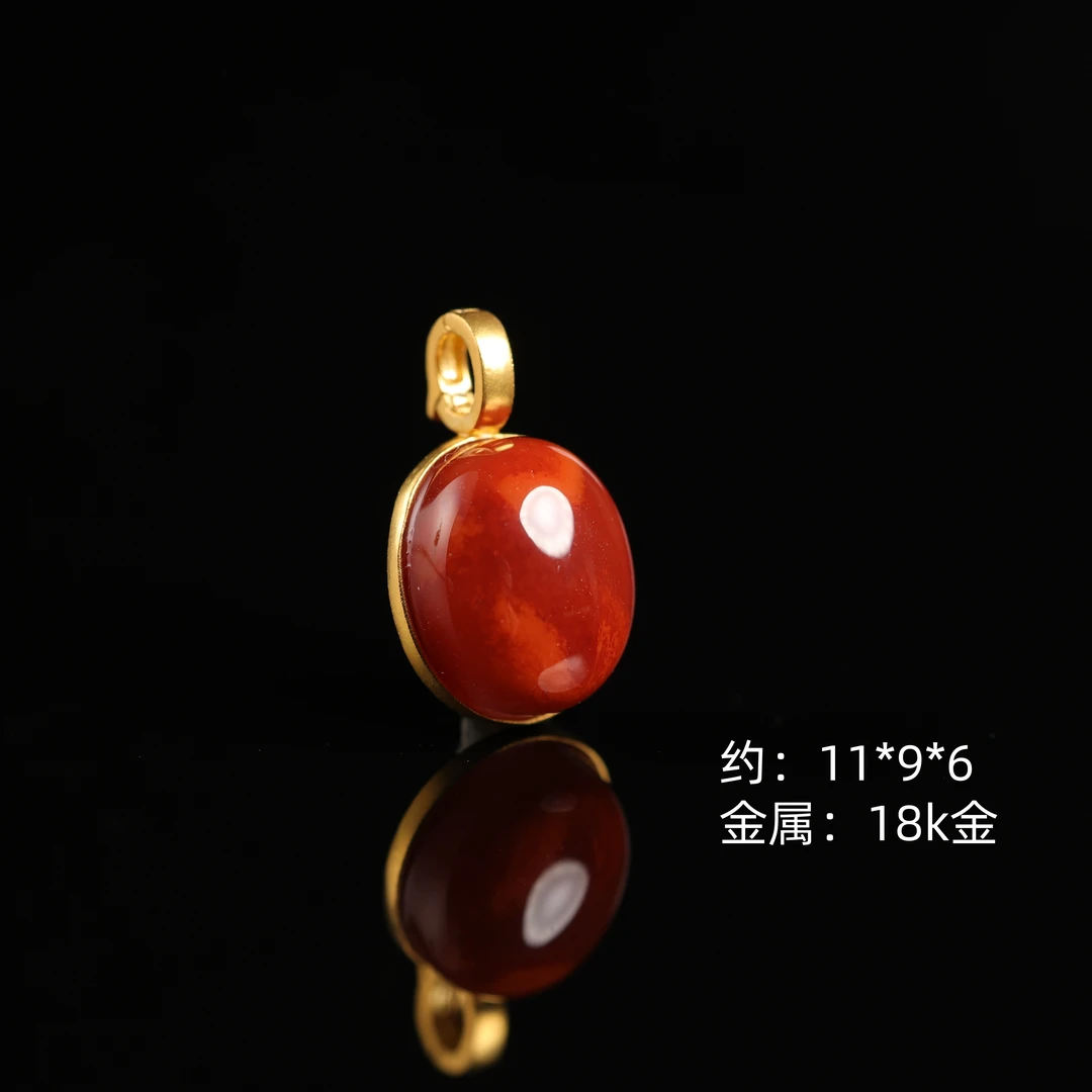 “初梦”严选精品天然原矿南红火焰纹万能扣小吊坠