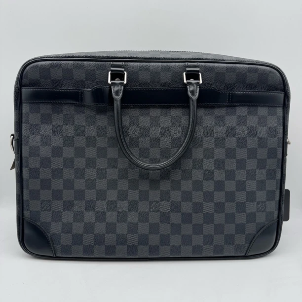 95新 LouisVuitton/路易威登 97新黑色棋盘格手提公文包男士1787