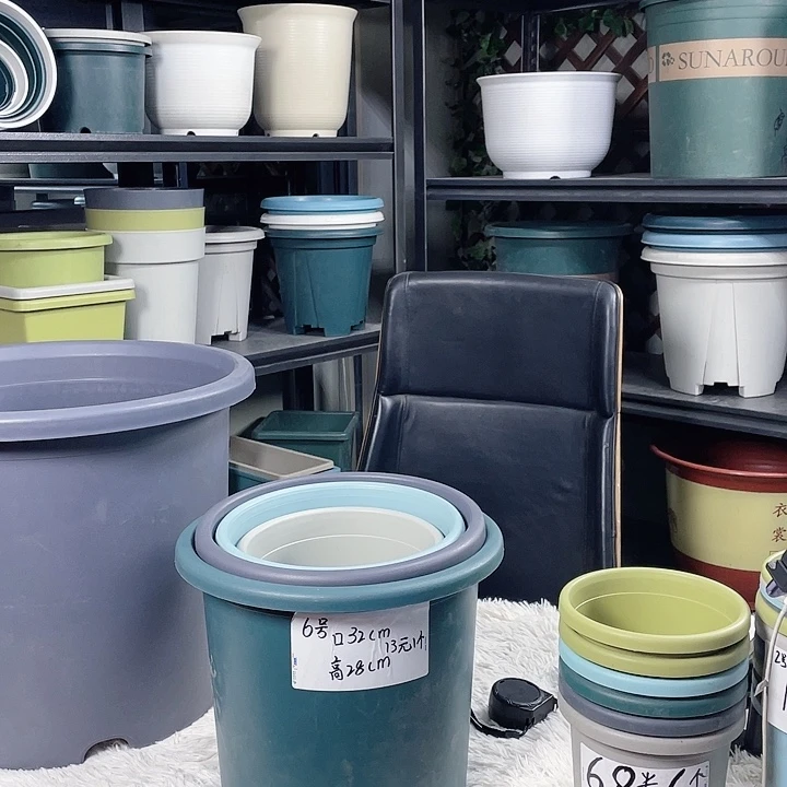 塑料偶*四季盆6号3个5号3个4号1个都果绿