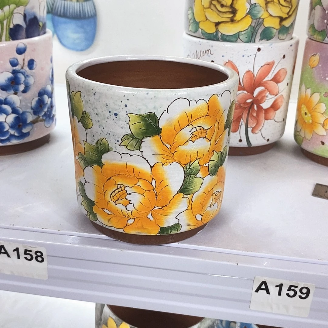 花盆紫砂红陶手绘盆
