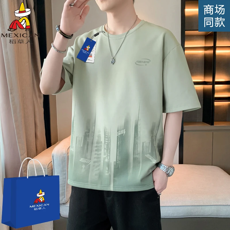 Mexican/稻草人短袖t恤男夏季潮流ins港风打底衫时尚百搭圆领半袖