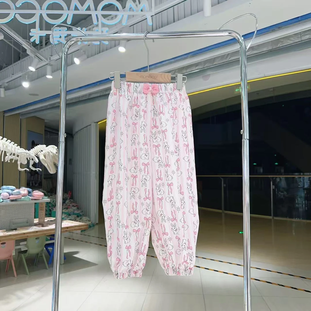 MOMOCO夏季女童可爱小兔子薄款满印百搭防蚊裤休闲裤77630354038