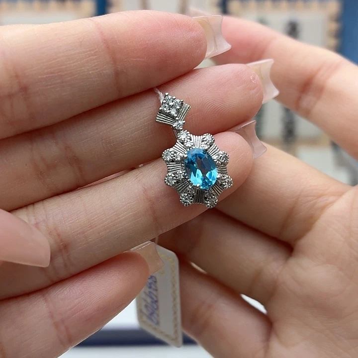 吊坠(不含链)银S925镶嵌托帕石