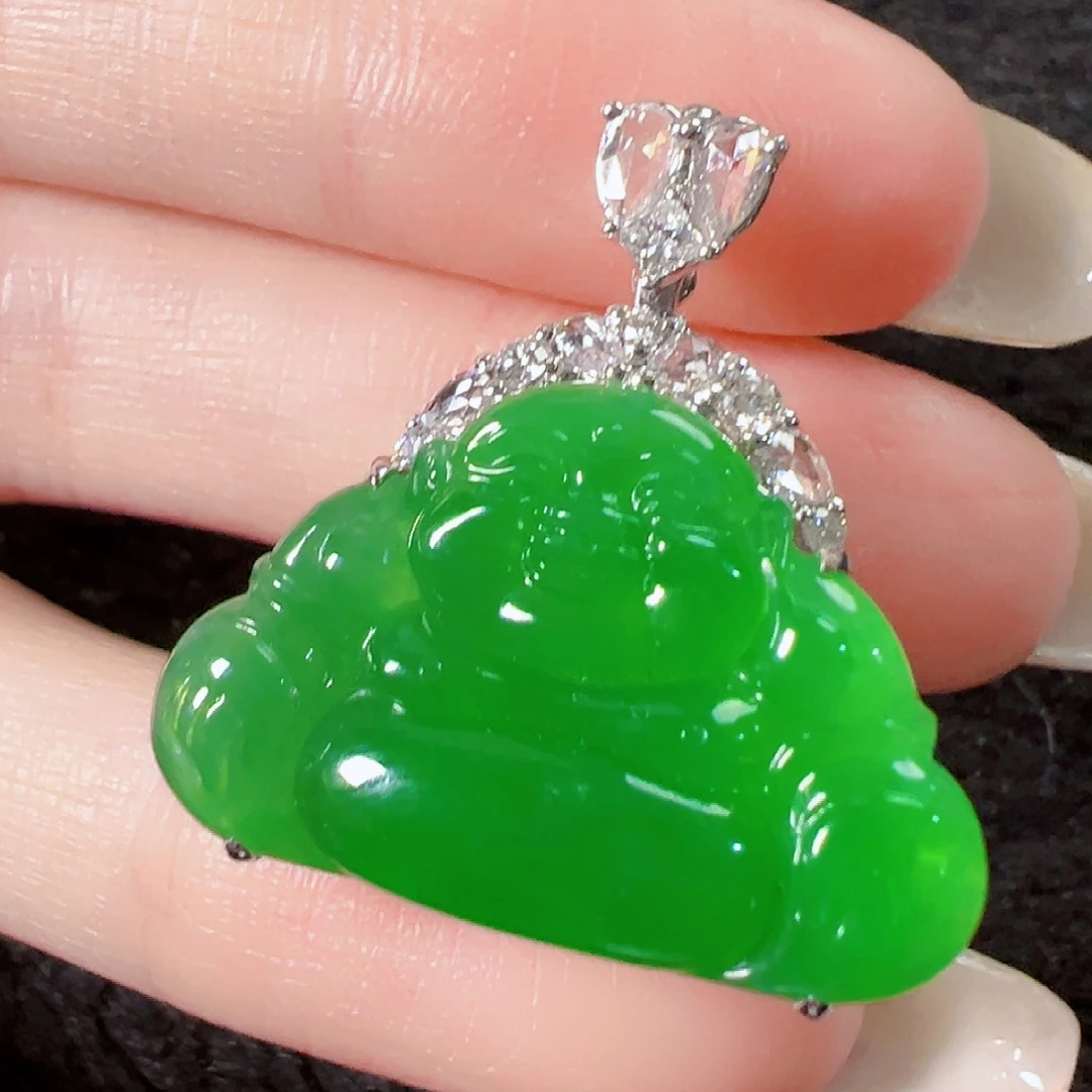 翡翠18K金镶嵌颈饰签收后24小时鉴赏期，过时不退