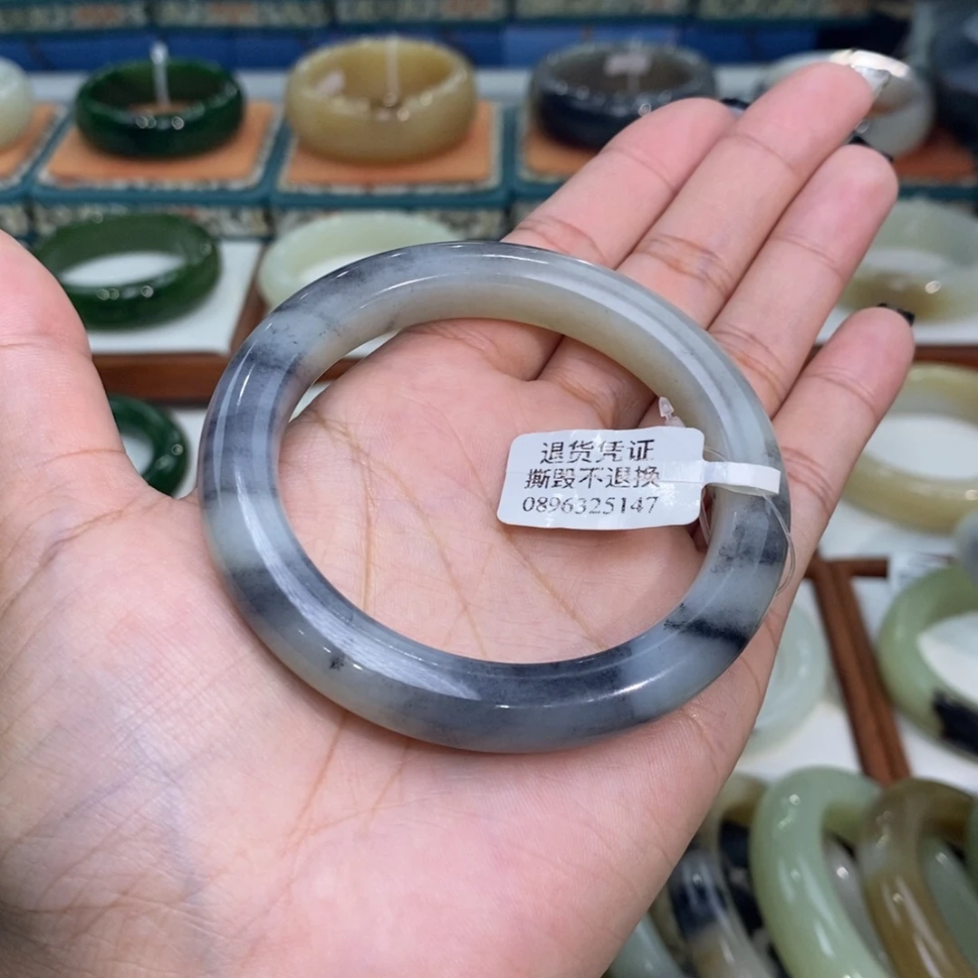 和田玉未镶嵌手镯和田玉籽青花55