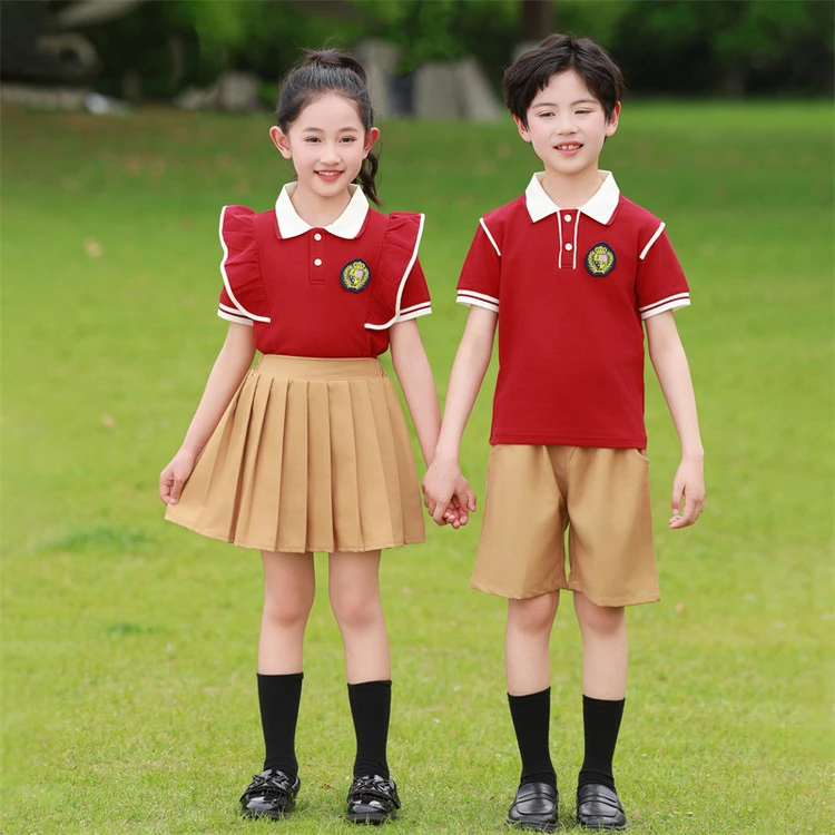 新款夏季儿童校服套装男女童百褶裙短裤学院风开学季洋气班服