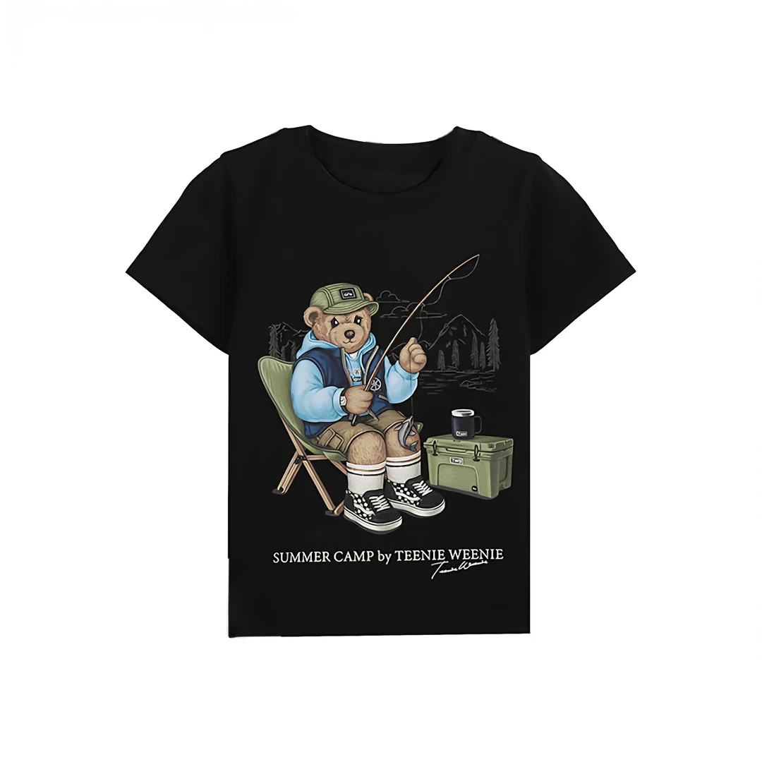 5813日常夏季短袖圆领印花T恤印花潮流宽松黑色