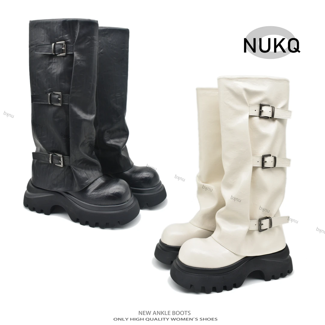 维秘【NUKQ】  跟高10cm 高跟厚底 时尚百搭厚底靴