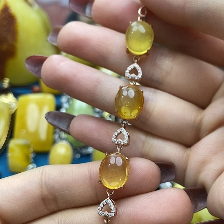 琥珀手链银S925镶嵌手链