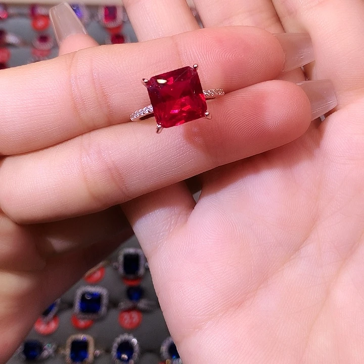红宝石戒指银S925镶嵌