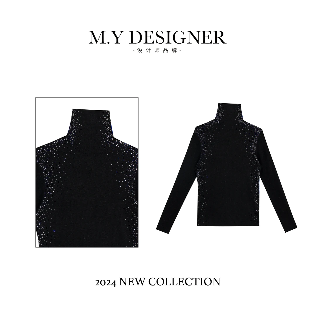 M.Y媛总 羊毛6%2024秋季新款针织衫高领长袖简约内搭上衣1LY331