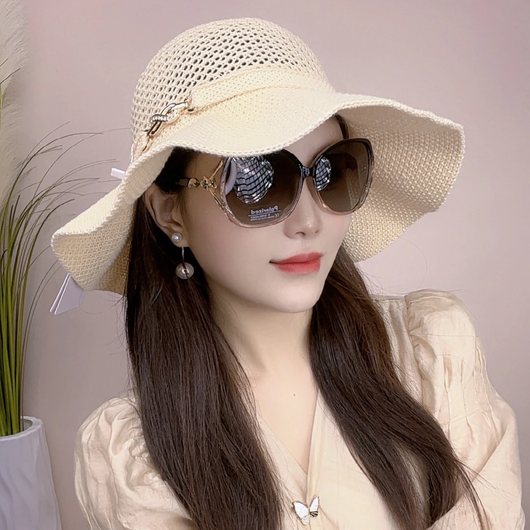 中老年透气大帽檐显脸小遮阳防晒新款春夏季薄款时尚可折叠太阳帽