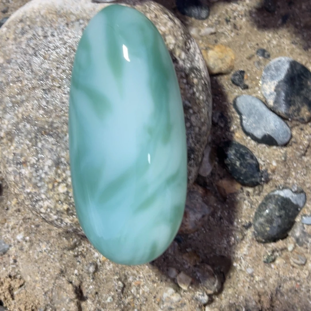 天然手把件白带翠