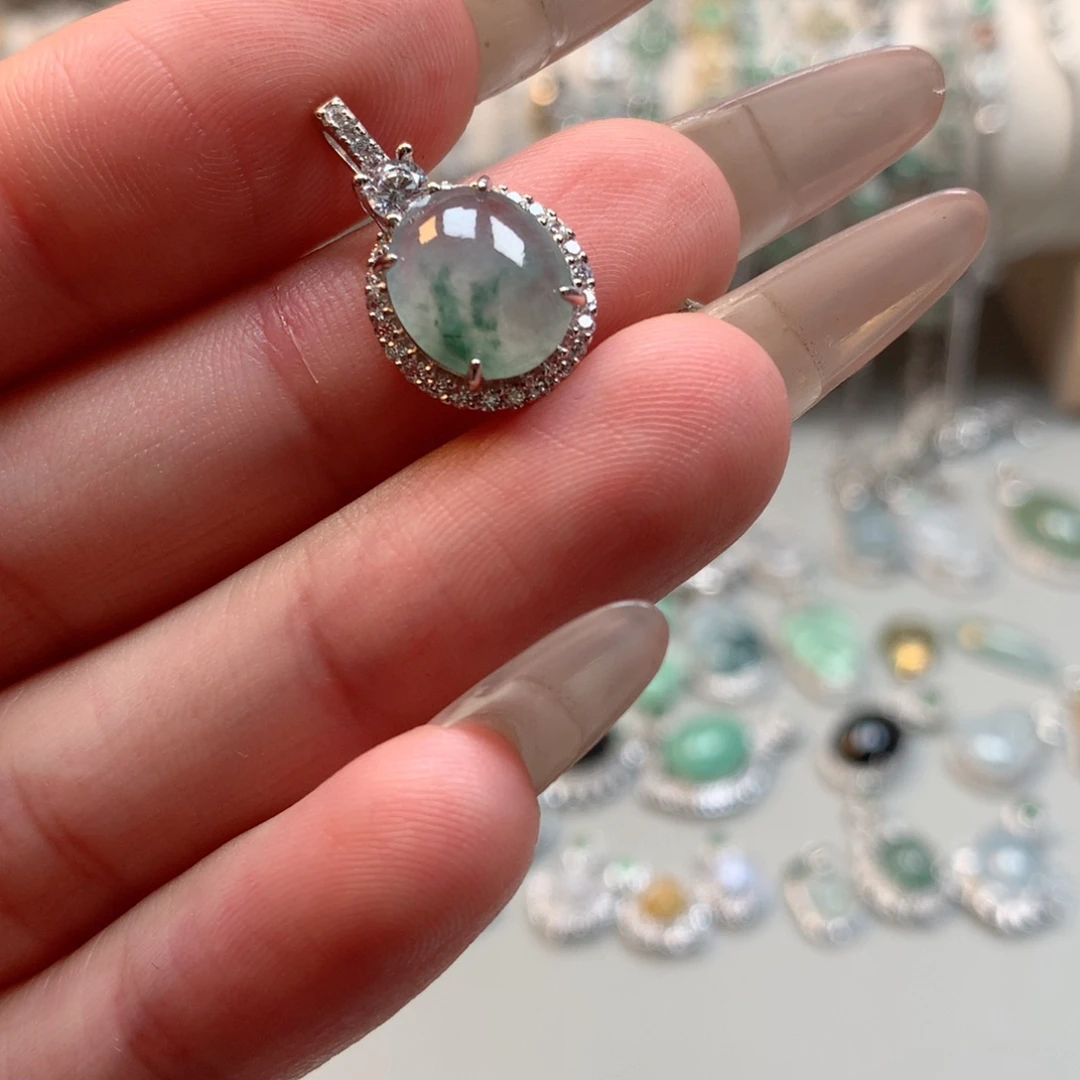 翡翠银S925镶嵌颈饰啦****～吊坠