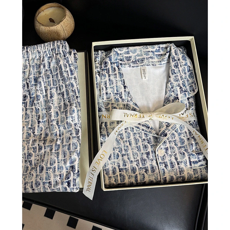 牛仔蓝D阳离子德绒轻奢高级感男士秋冬季长袖温暖舒适套装家居服