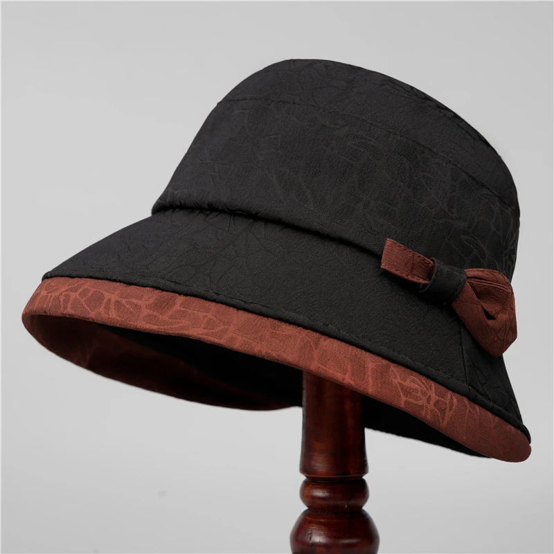 2025新款春秋季女大檐中老年人古渔夫帽薄款遮阳休闲盆帽妈妈秋帽