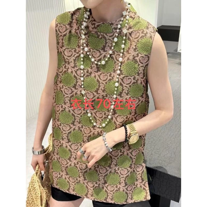 东方玫慧子25178新中式国风立领斜襟盘扣提花女上衣