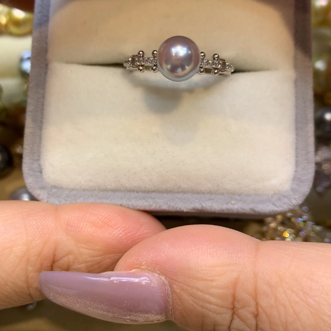 银S925镶嵌戒指海水珍珠