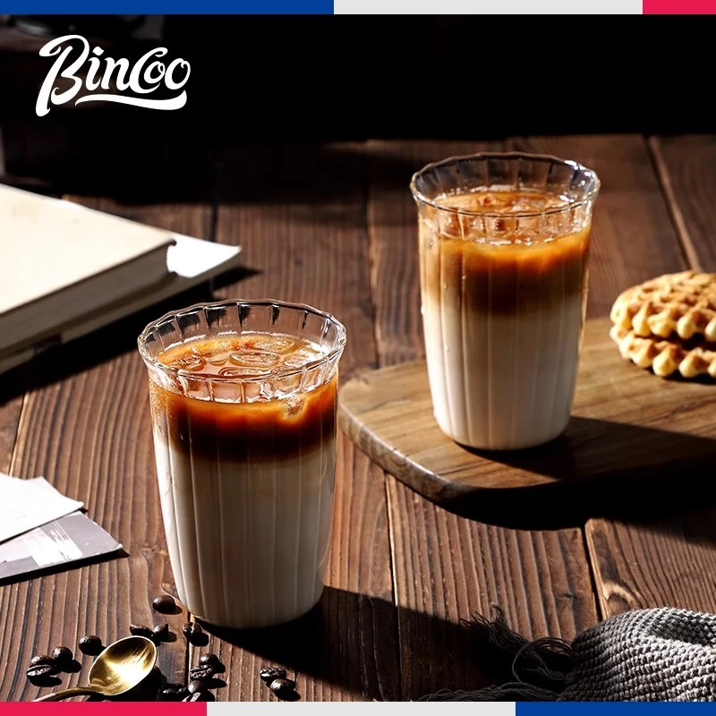 Bincoo咖啡杯拿铁杯牛奶奶茶果汁冷饮玻璃杯特调杯简约高级水杯子