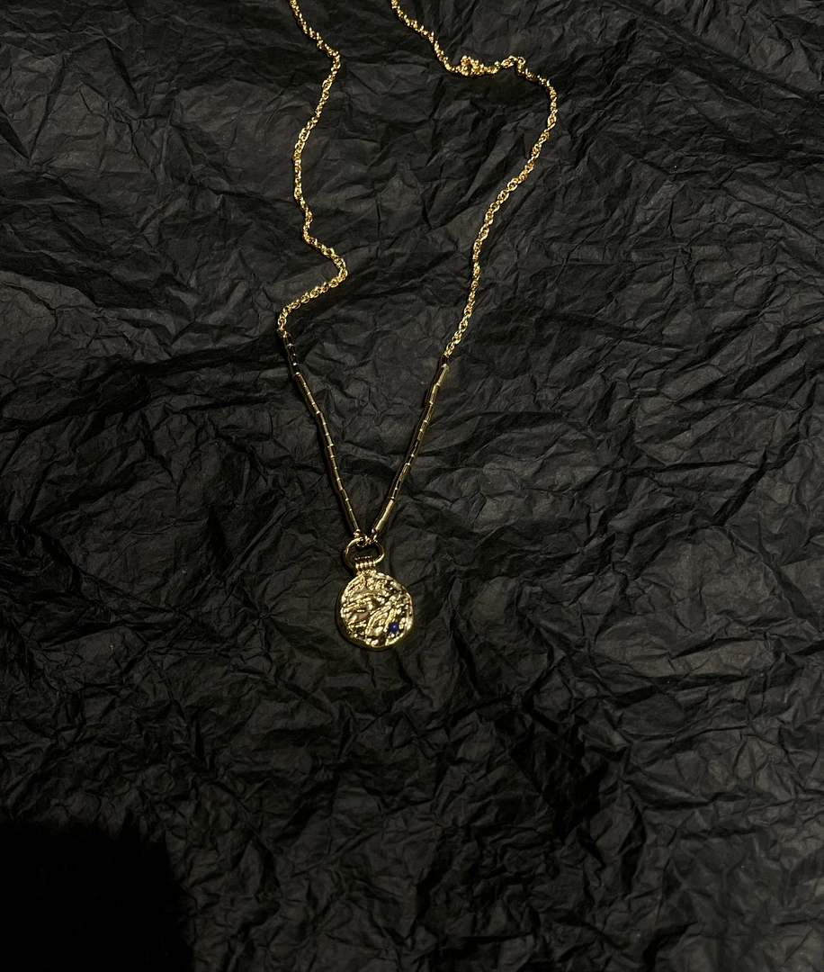 黄铜项链 飞鸟金币金色吊坠项链 J24XL685