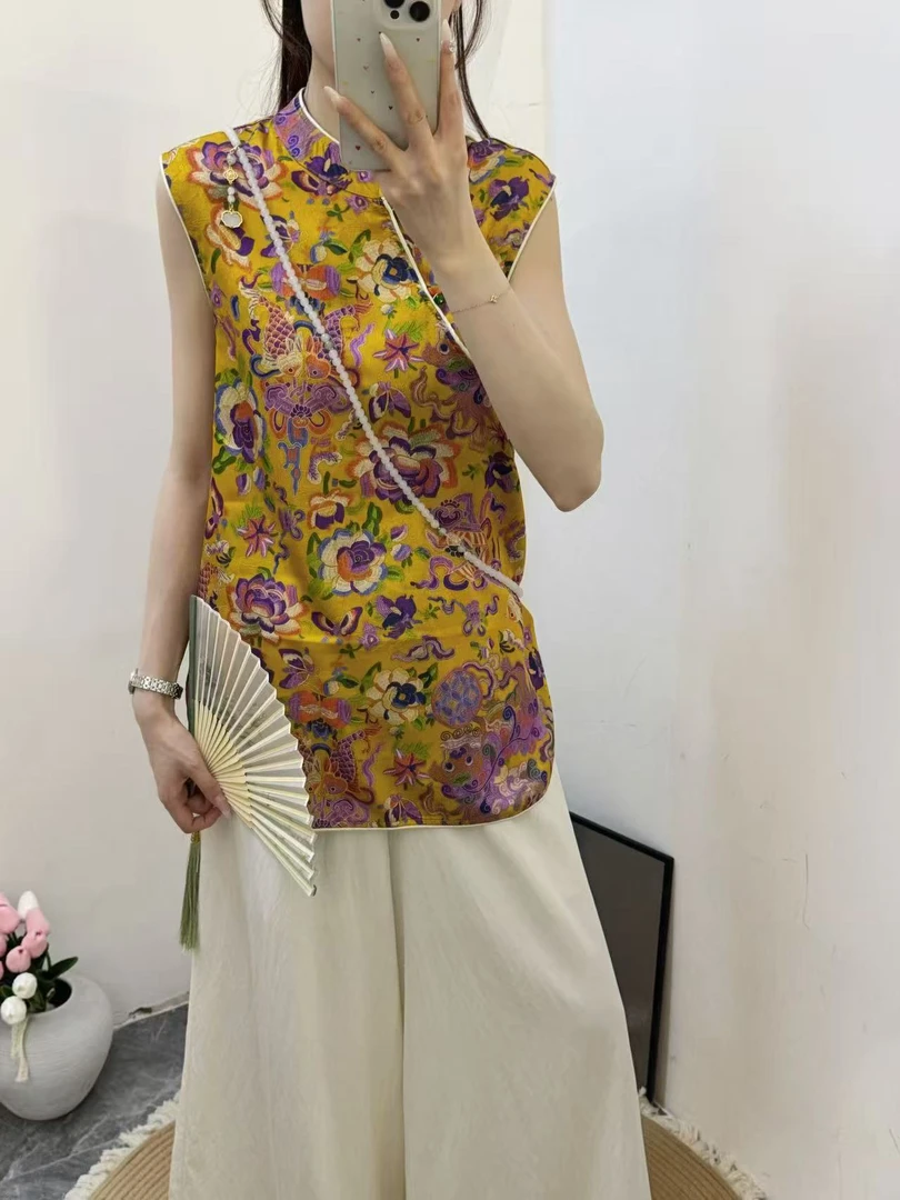 新中式蹄花手工盘扣无袖衬衫旗袍高级感
