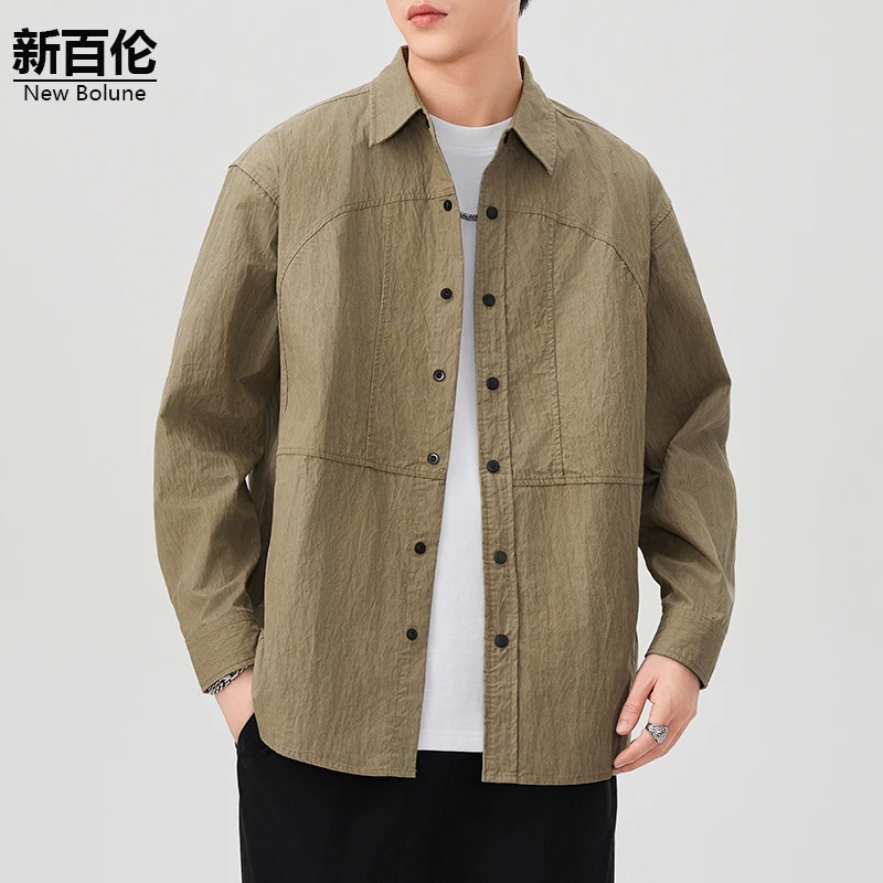 新百伦/NEW BOLUNE美式长袖衬衫男秋季新款山系户外多口袋衬衣