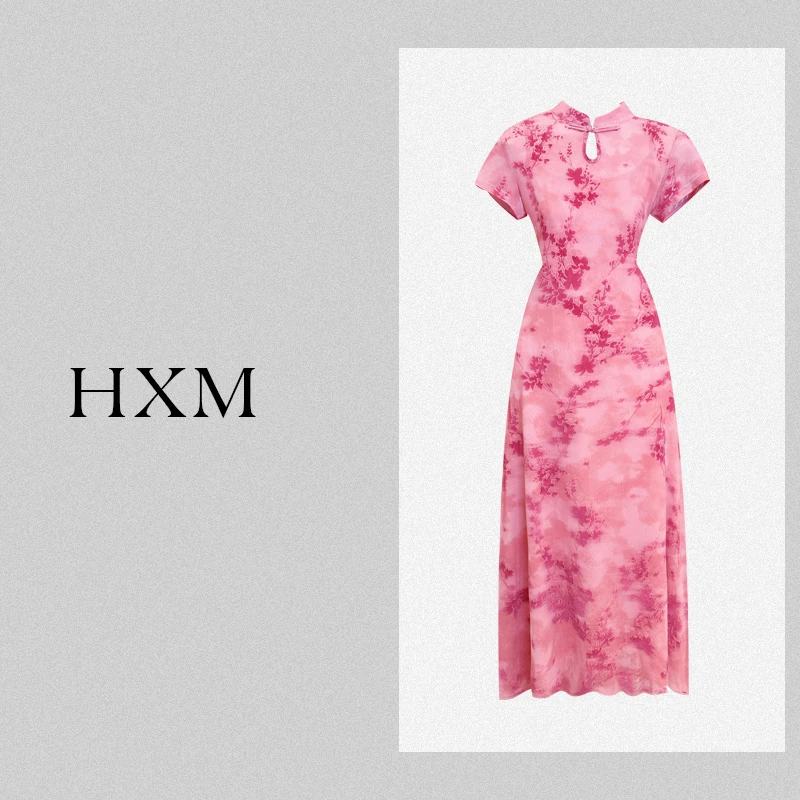 2025春夏新款新中式改良旗袍裙气质复古印花连衣裙收腰绝美裙子